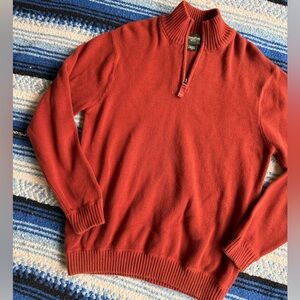Eddie Bauer rust / burnt red 100% cotton quarter zip sweater men’s medium